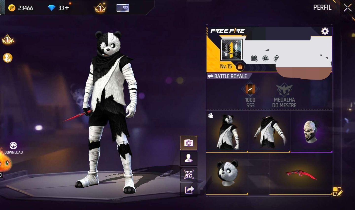 CONTA FF SKIN URSINHO MACABRO + TROCA NICK