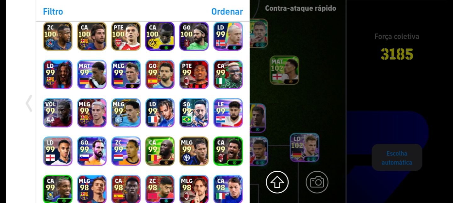 Conta eFootball Força Coletiva 3185 Conta muito completa, com elenco forte