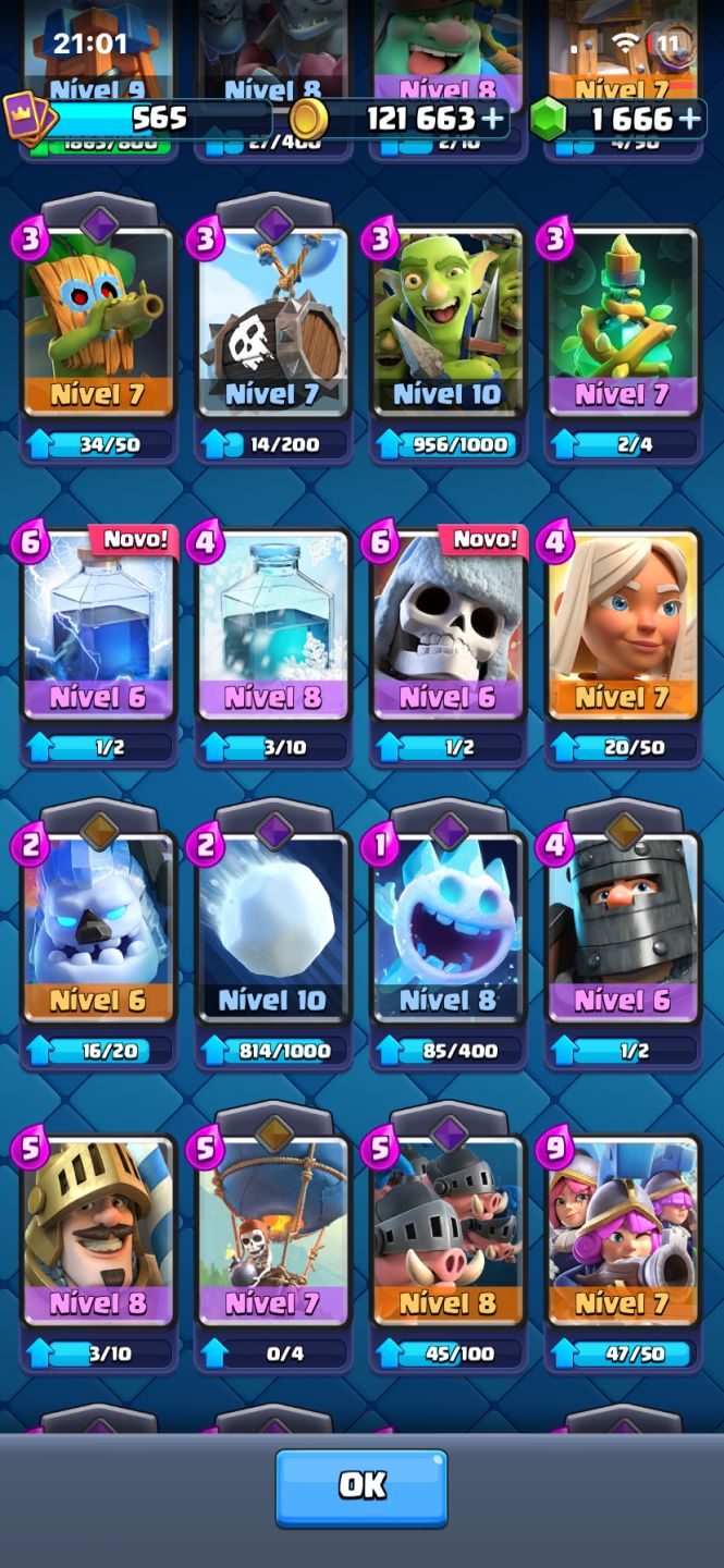 Conta de Clash Royale com 3800 troféu arena 12 com 1700 gemas, pra iniciantes