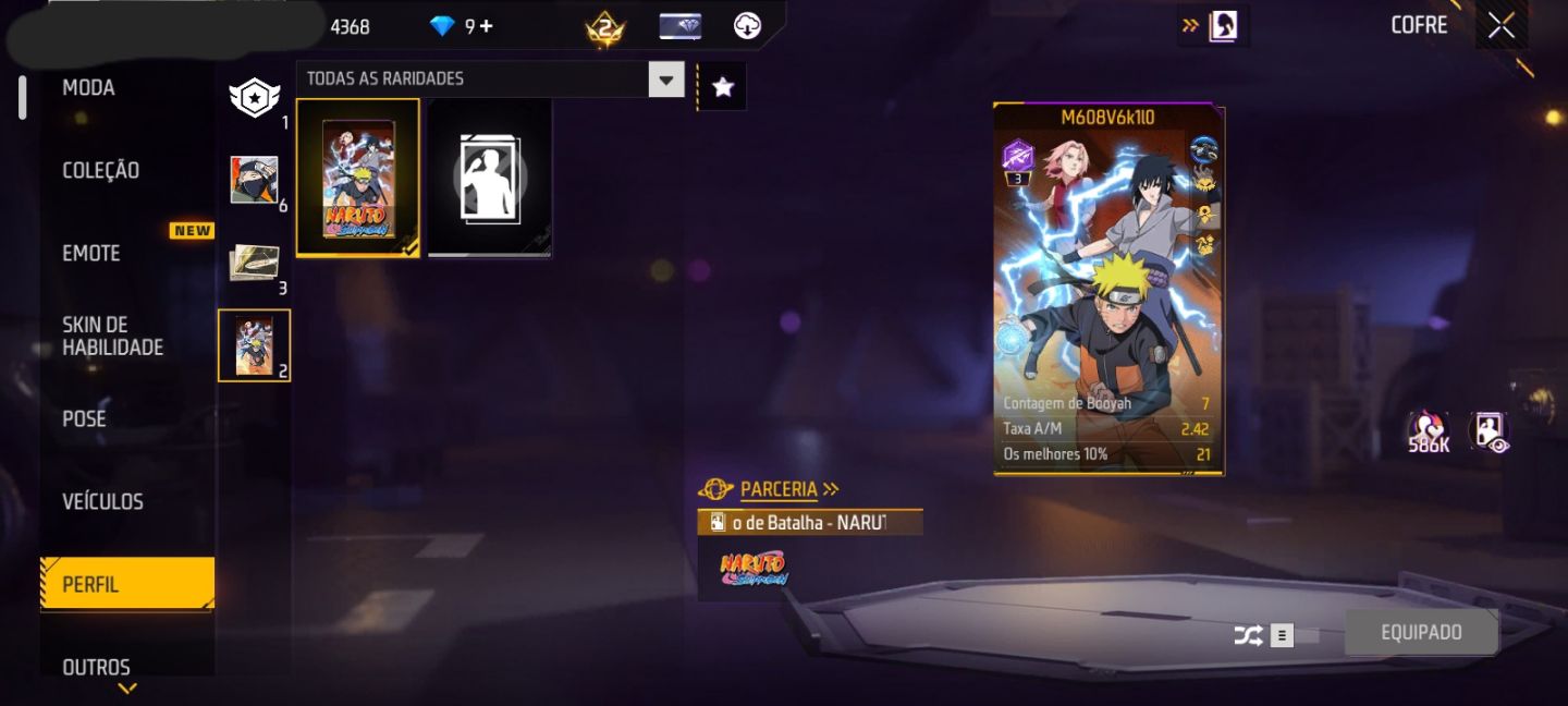 CONTA FF NÍVEL 30 + SUPER PIXEL + 3 SKINS DO NARUTO + 1 ARMA EVOLUTIVA