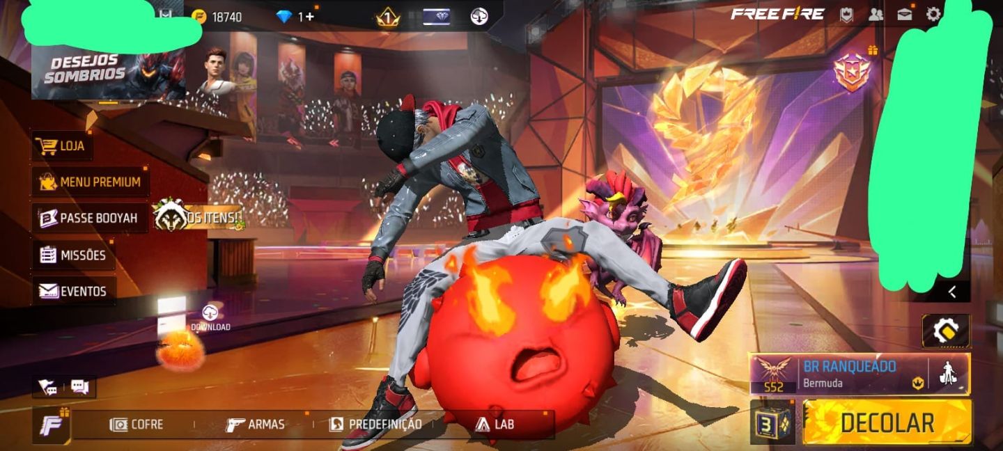 Conta de Free fire com Angeli branca e emoji infinito
