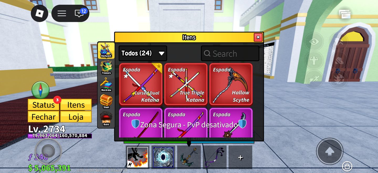 Conta de Blox fruits Com vários gamepass e skins raras