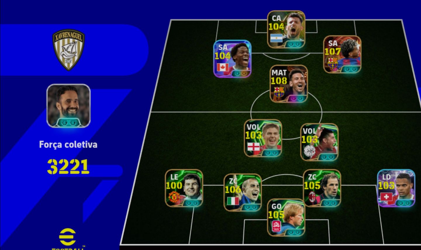 Conta top de efootball com messi e yamal blitz curler