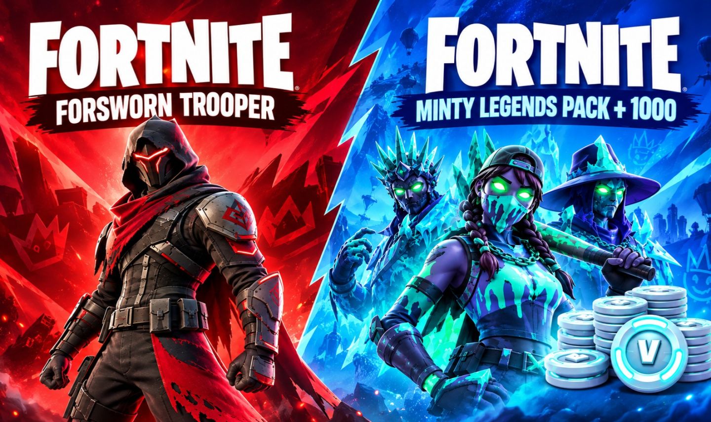 Fortnite - SKINS - Forsworn Trooper / Minty Legends Pack [MELHORES PREÇOS]