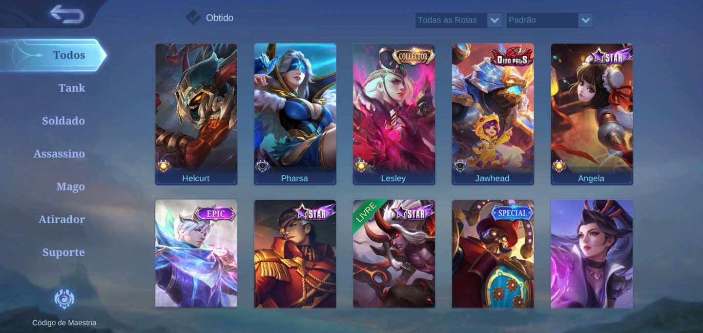 TODOS OS HERÓIS E VARIAS SKINS GASTO MAIS DE 1k real