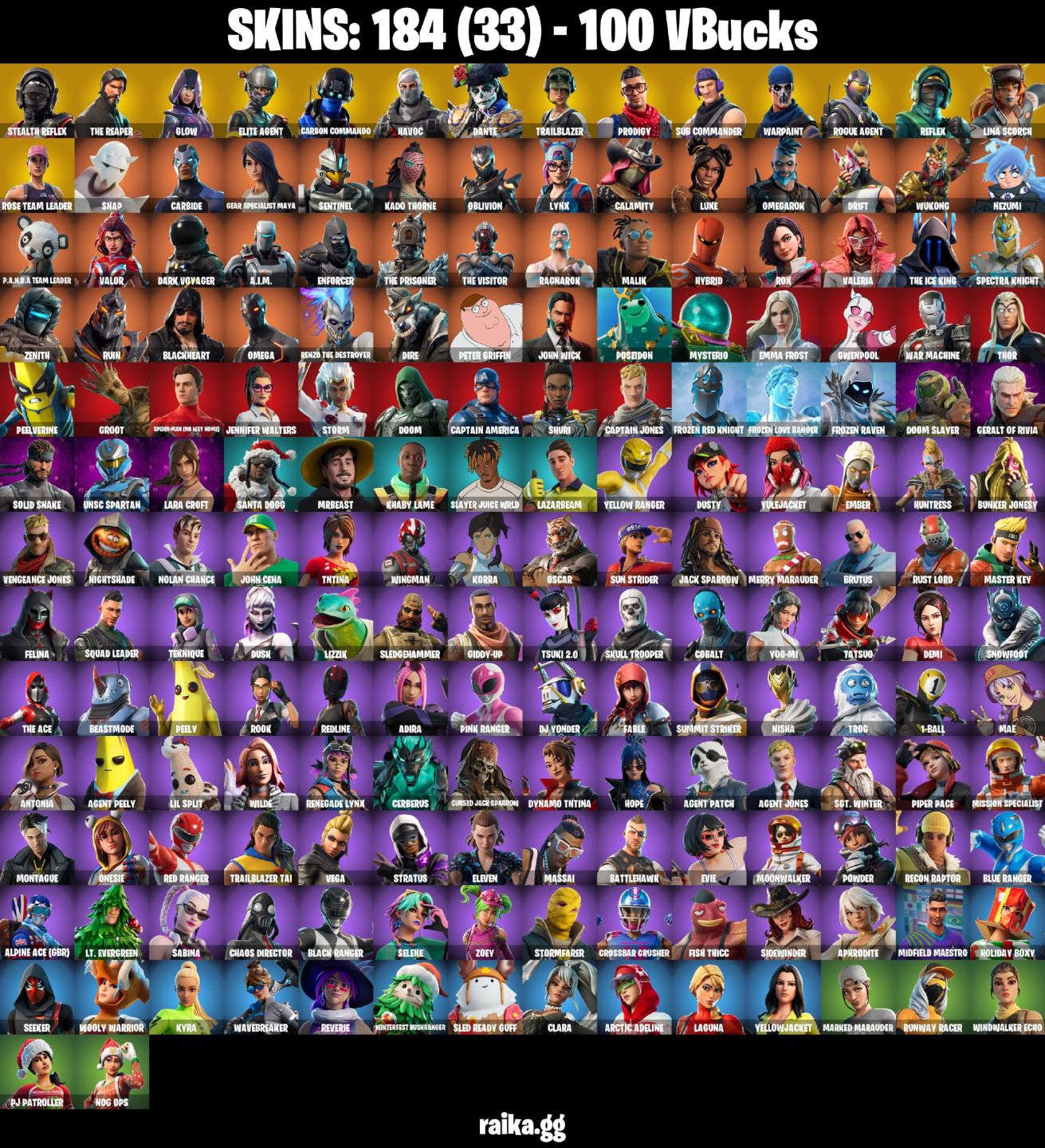 184 skins | OG STW FP3 Stealth Reflex | The Reaper Glow Trailblazer Dante e +