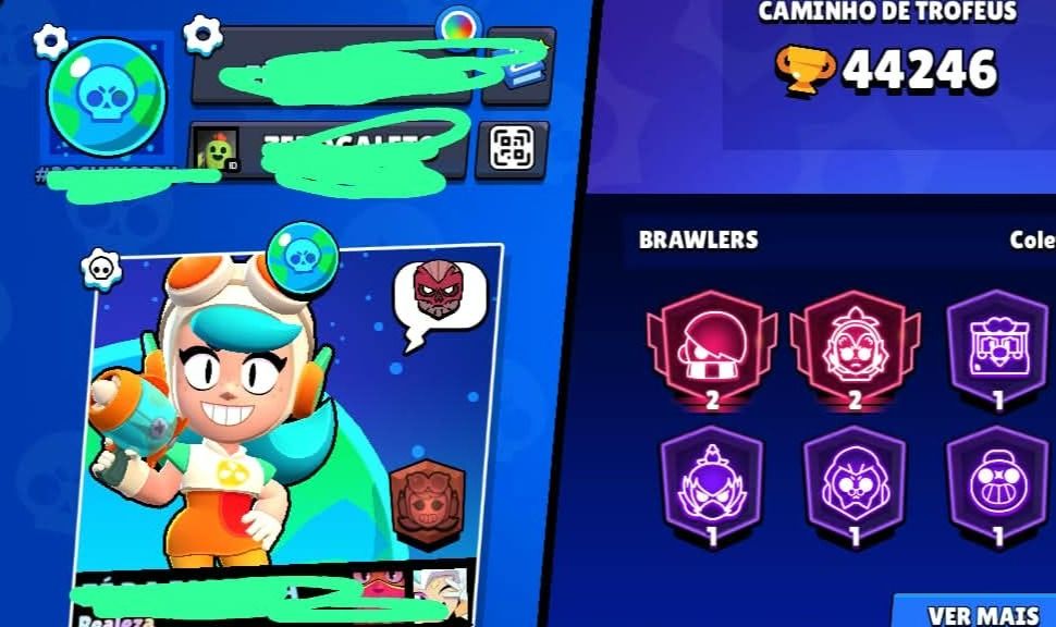 Continha com 44k de troféus e 104 Brawl, boa pra quem quer jogar rank e combate.