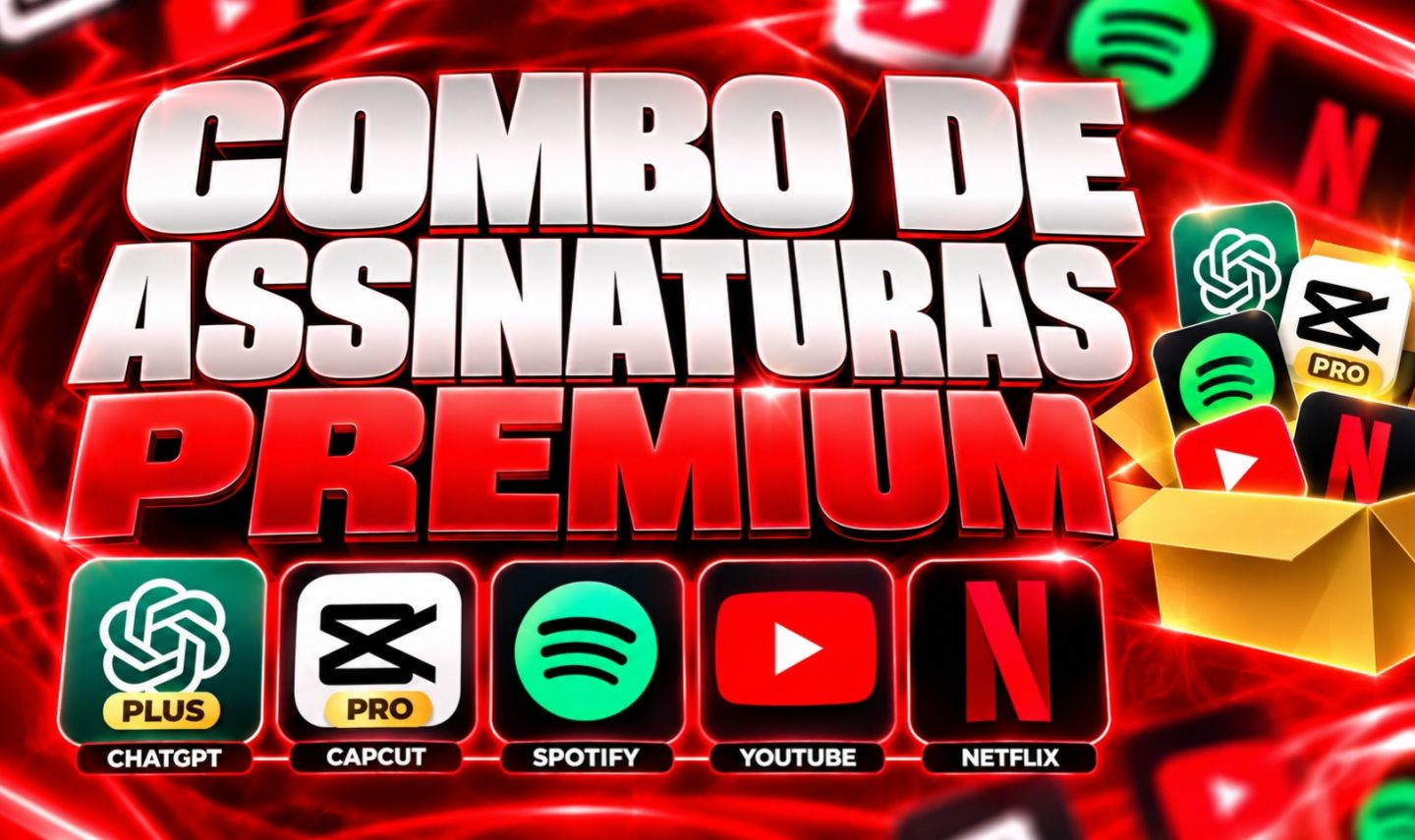 ASSINATURAS PREMIUM / CAPCUT PRO/CHATGPT PLUS/YOUTUBER /SPOTIFY/ENTRGA IMEDIATA