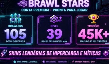 Conta de BRAWL STARS| SKINS DE HIPERCARGA|BRAWLERS LVL MAX| MAIS DE 45K