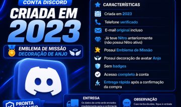 Conta Discord Criada em 2023 | Emblema de Missão | Decoração de Anjo