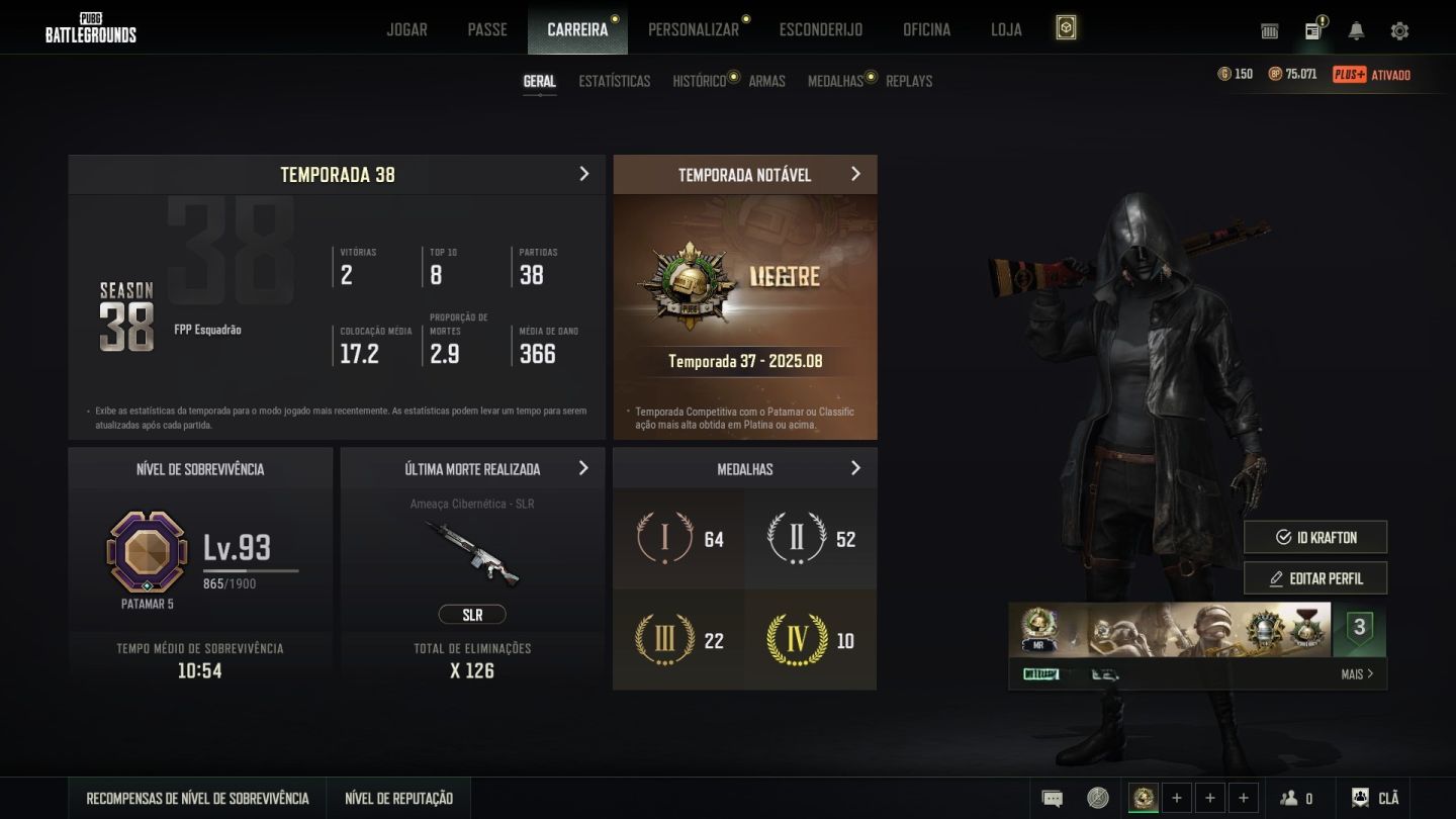 Conta PUBG Mestre | 4+ Skins Progressivas + 2600h Steam lvl 60