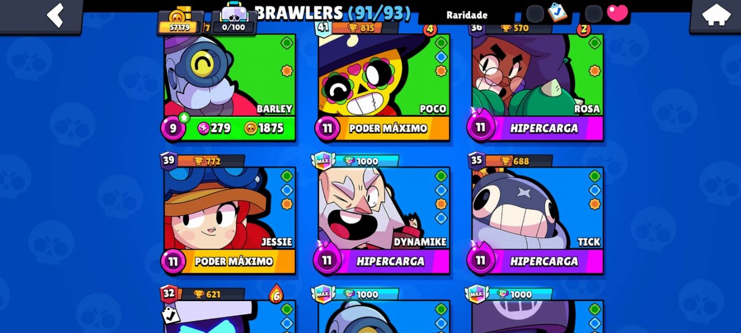 Conta Brawl Stars Rara 91/93 personagens - Vem no Certo