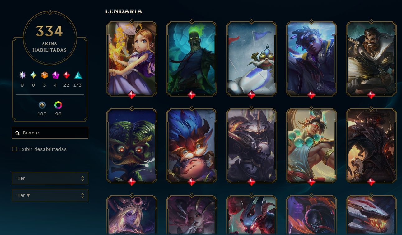 CONTA VALIOSA LOL LEVEL 322 - 334 SKINS NO TOTAL