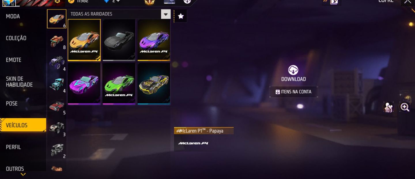 Conta de free fire com sombra roxa, aventureiro, coelhao e muita coisa antiga