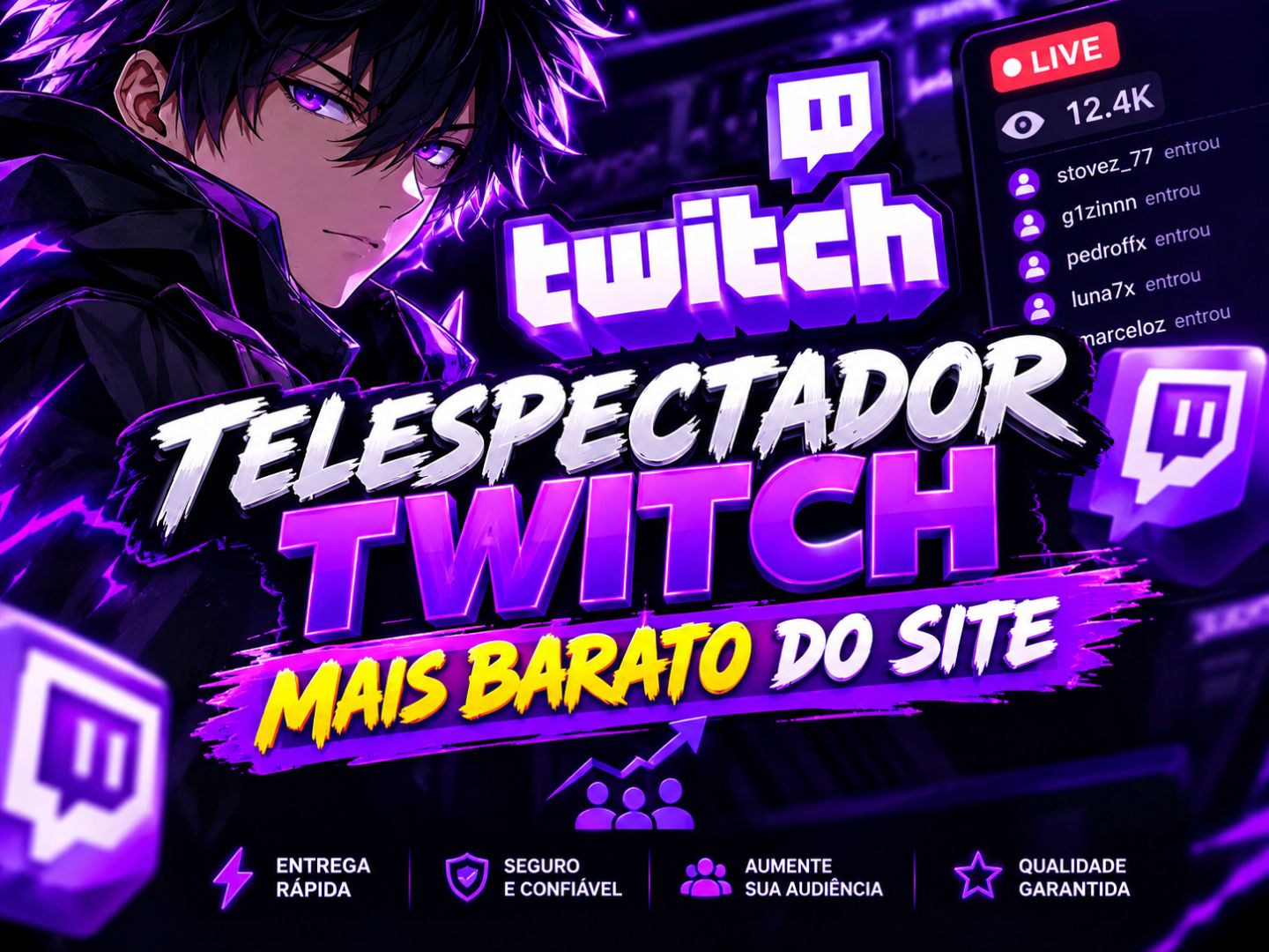 TWITCH VIEWS EM LIVE [MAIS BARATO DO SITE] DURAÇÃO DE 90 MIN 7 DIAS DE REPOSIÇÃO