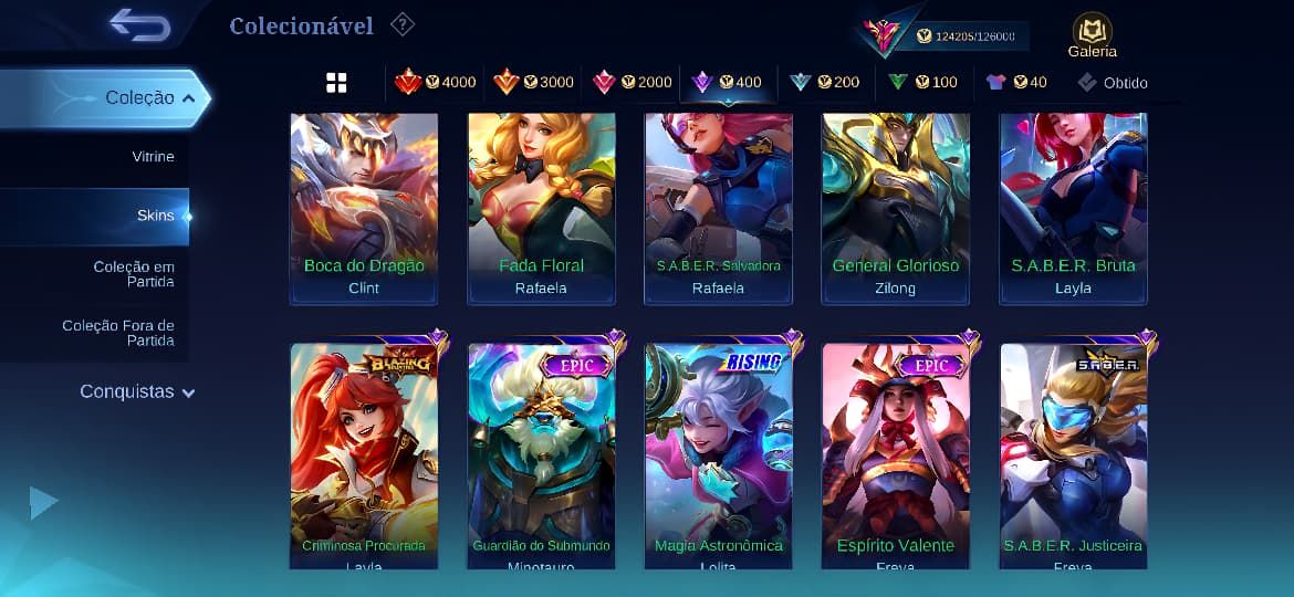 Conta Mobile Legends - 326 Skins Legends e Raras - Informações de Login Alterave