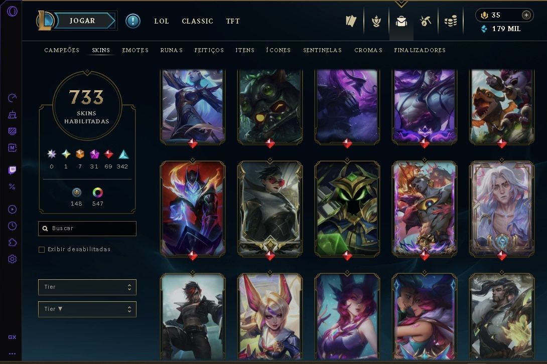 Conta legais of legends cheia de skin oportunidade Level 1138