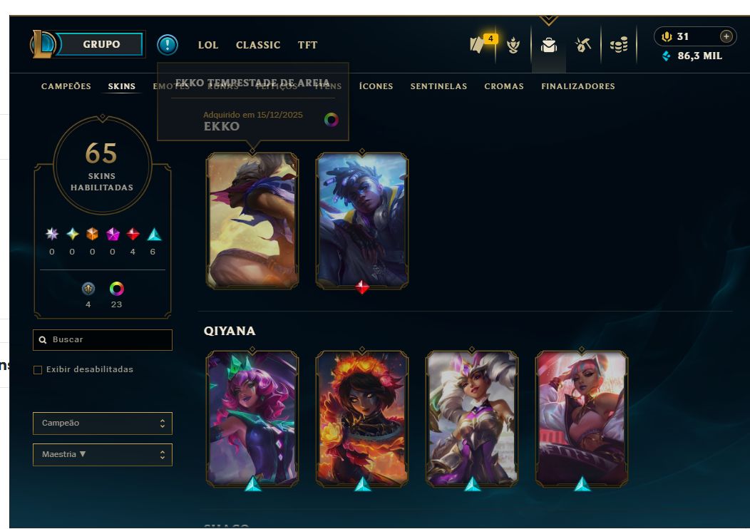CONTA LOL SKINS