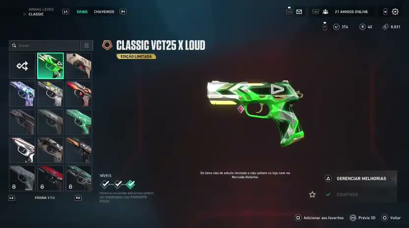 Conta com muita skin