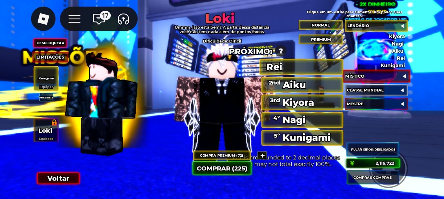 Conta Blue Lock Rivals | Loki (Master) + Kunigami | Slot Extra |
