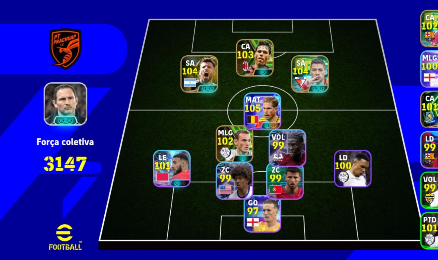 Conta Efootball 3147 de Força! de Bruyne 105 + Craques! Lampard Incluso!