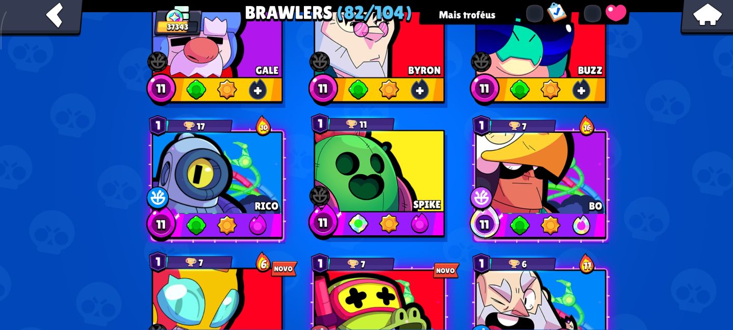 Conta Brawl Stars 37.343 Troféus | 82/104 Brawlers | 130+ Skins