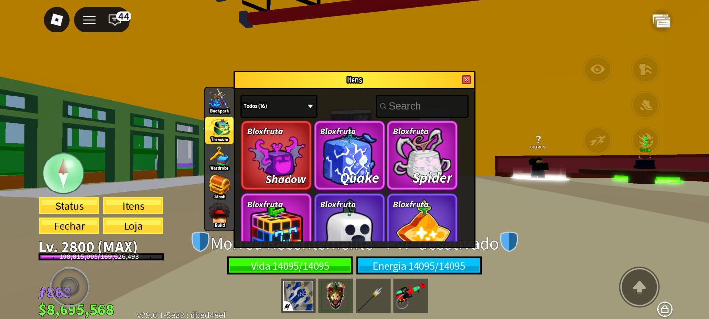 Conta bloxfruis com god human e trex ingerida level 2800(max)