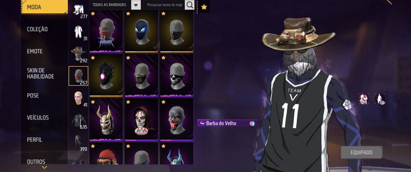 Conta Free Fire Veterana: Passes 4 Ao 9 + Full Ragnarok + Prime 7 + steamp punk