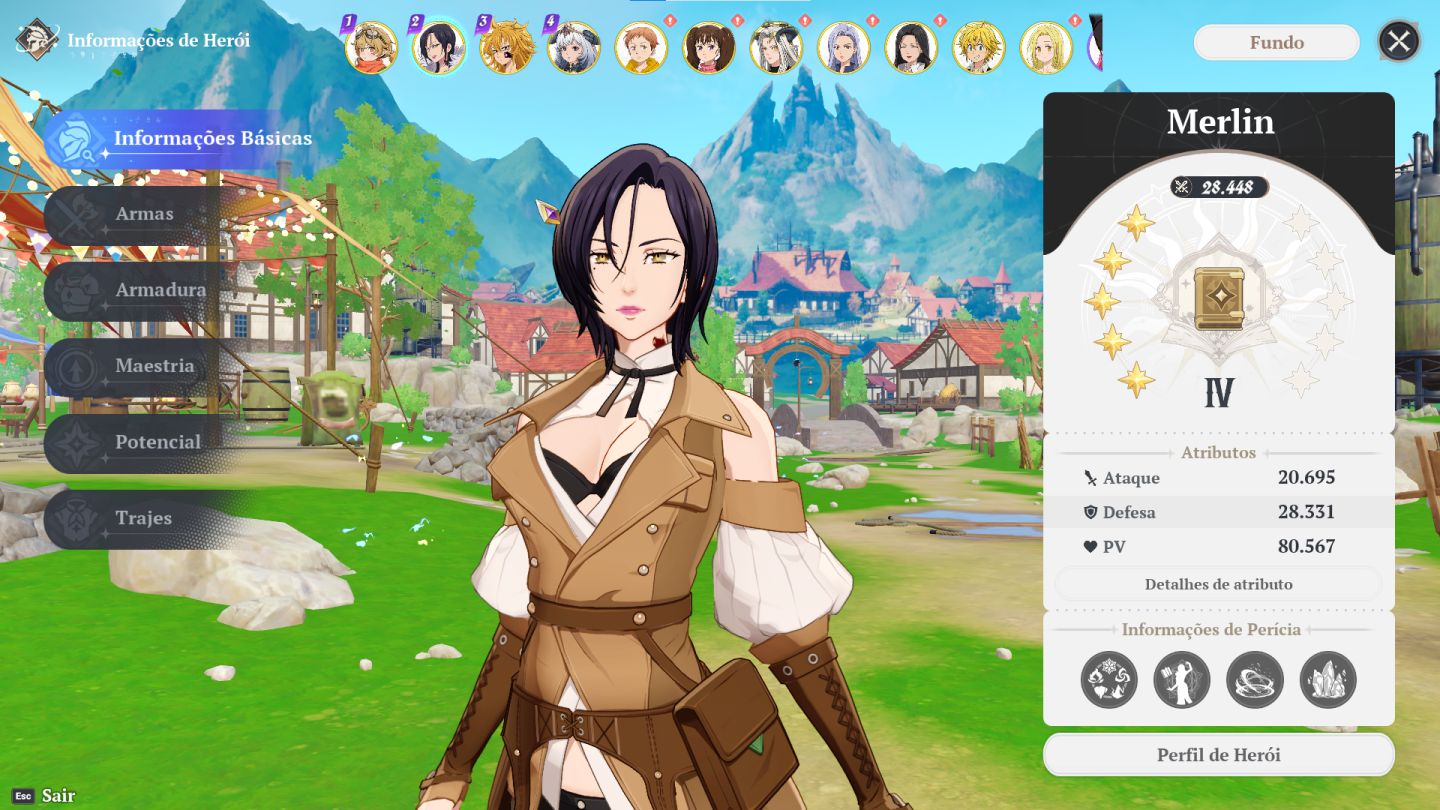 7DS ORIGIN | CONTA COM DERIERE P7 + MERLIN P5 + PERSONAGENS E RECURSOS