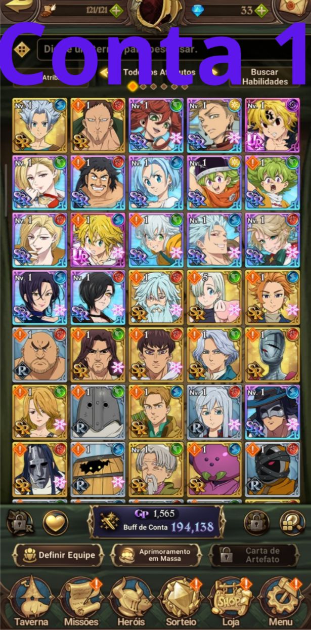 CONTAS REROLL 7DS/THE SEVEN DEADLY SINS GRAND CROSS
