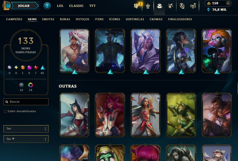 CONTA LOL LEVEL 219, COM 133 SKINS PRATA 1 FULL ACESSO E ENVIO RÁPIDO