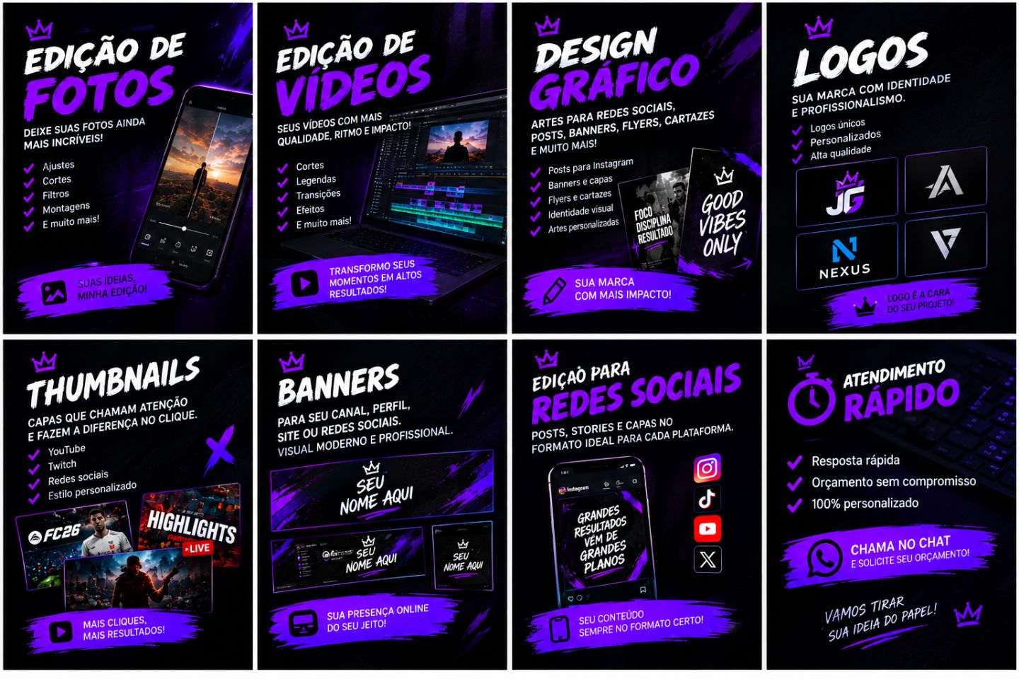 EDIÇÃO + DESIGN | FOTOS, VÍDEOS E LOGOS