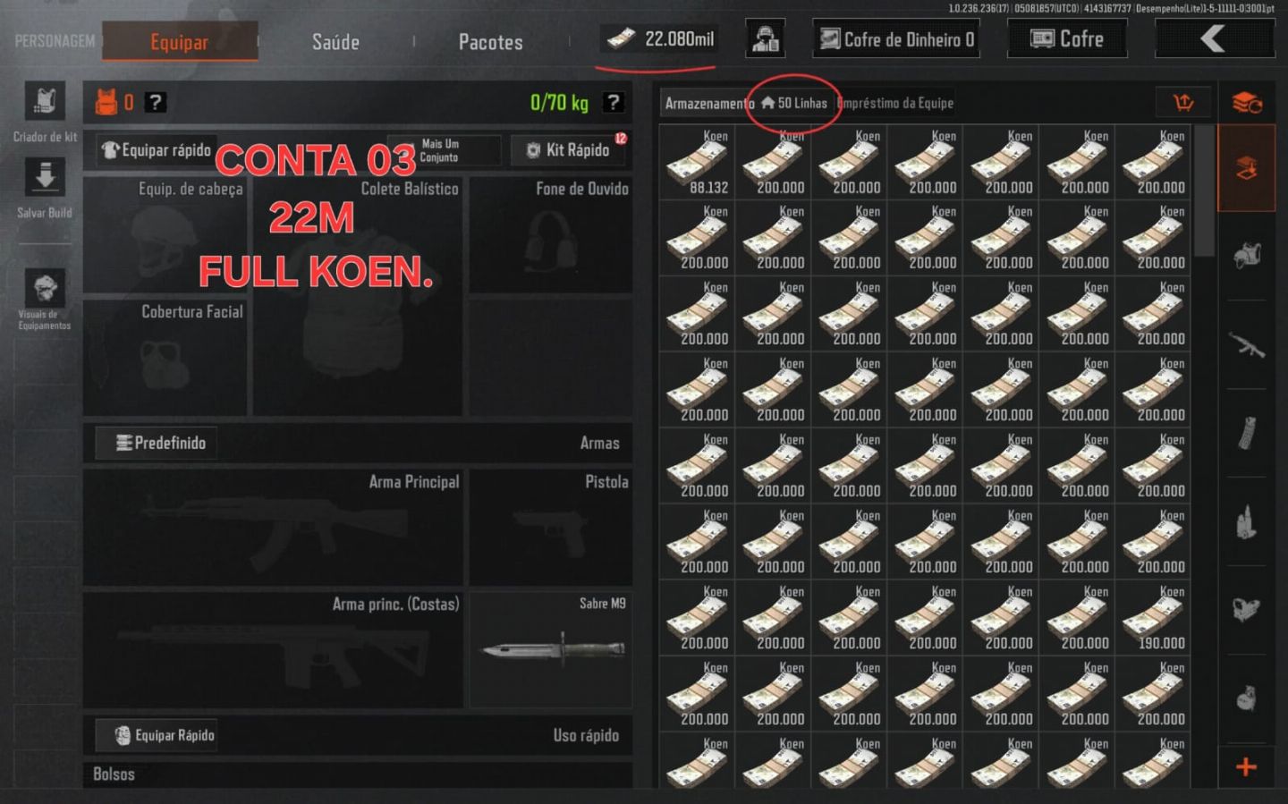 PROMOÇÃO!!! CONTAS ARENA BREAKOUT MOBILE | FULL ACESSO | 40M+ 30M+ 20M+ 10M
