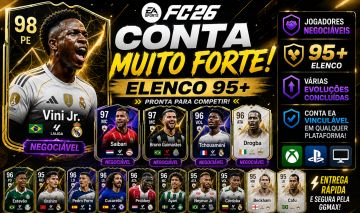 CONTA FC 26 | Vini Jr. 98 NEGOCIÁVEL + Drogba 96 + Beckham + Cafu + Charlton |