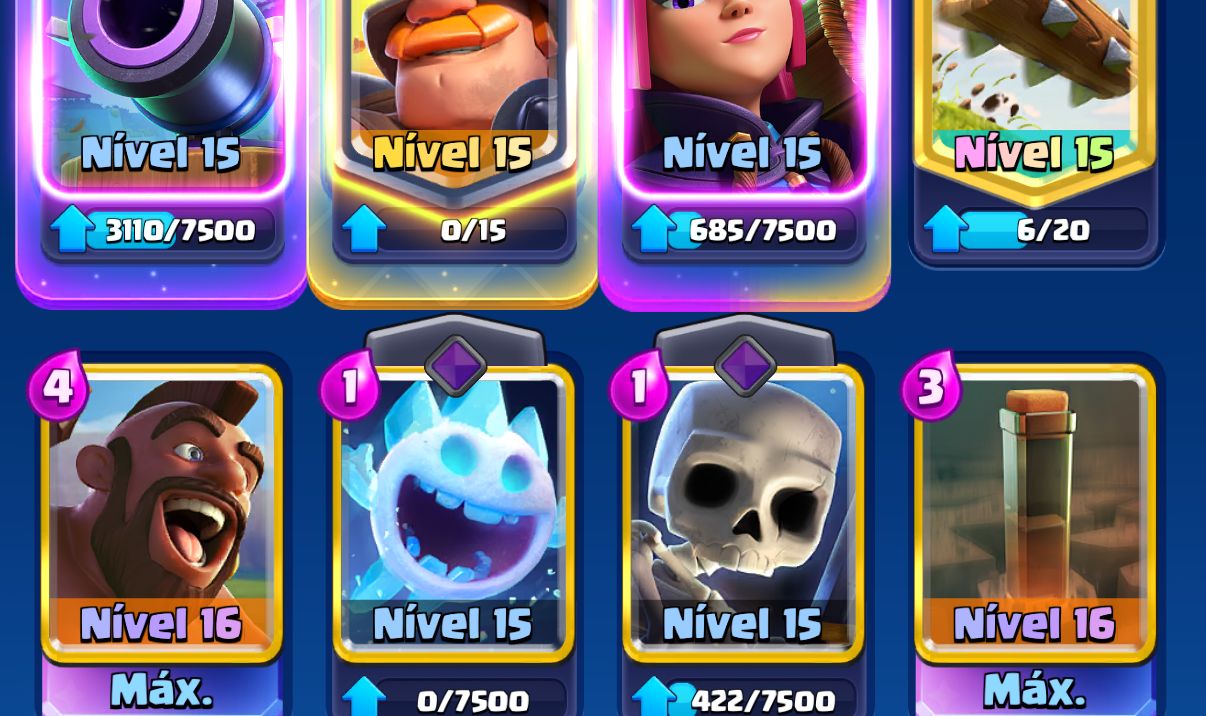 CONTA CLASH ROYALE 11821 Troféus, CORREDOR NVL 16 POSSUI TODAS AS CARTAS