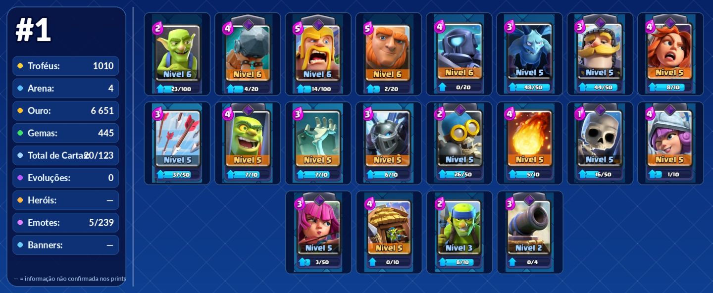 MUITO SEGURO! CONTAS CLASH ROYALE, ARENAS 3 A 25 - COM IMAGENS