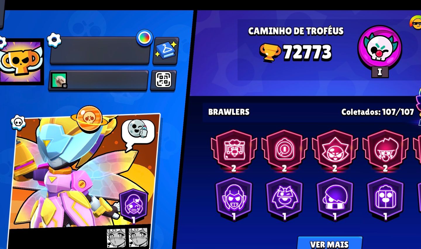 CONTA INCRÍVEL DE 72.7K DE TROFÉUS, 313 SKINS E TODOS OS BRAWLERS!