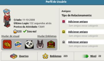 CONTA ANTIGA HABBO HOTEL 2008 COM VISUAIS E EMBLEMAS EXCLUSIVOS