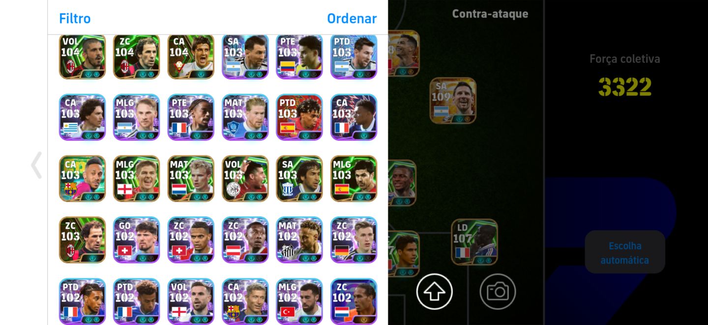 CONTA EFOOTBALL MOBILE 3328 de FORÇA - CARTAS BIG TIME, EPICOS, MELHORES DO JOGO