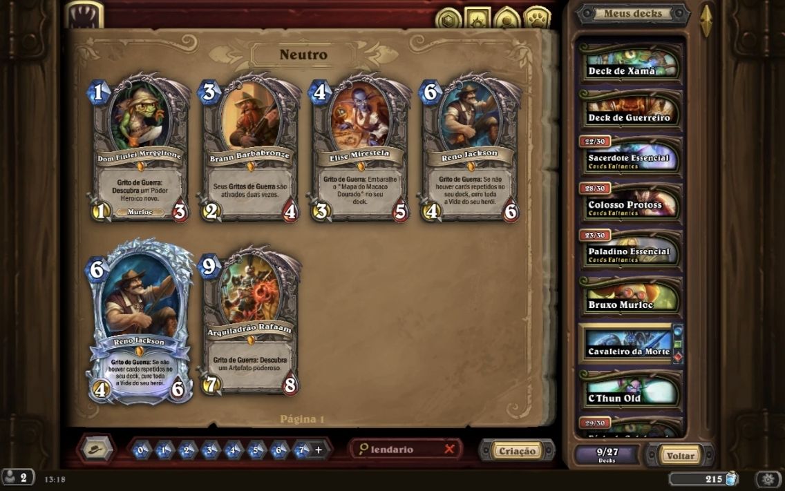 Conta de Hearthstone com muitas lendárias