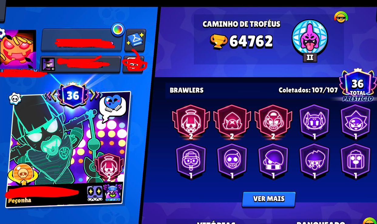 CONTA DE BRAWL STARS 64K DE TROFEUS |107 BRAWLERS |PROMO
