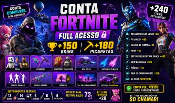 Conta Fortnite Full Acesso +150 Skins e +180 Picaretas