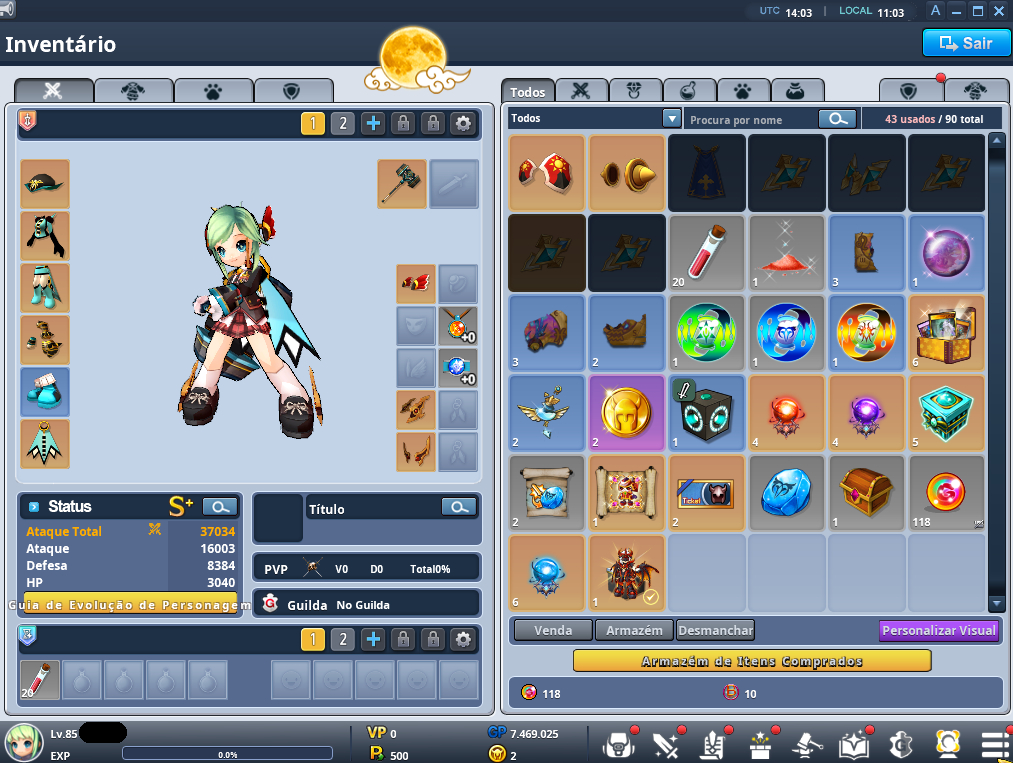 CONTA GRAND CHASE CLASSIC 24 PERSONAGENS NIVEL 90