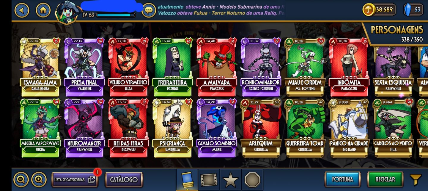 CONTA DE SKULLGIRLS À VENDA!