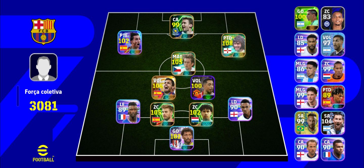 Conta de Efootball com Best 109 + 500 moedas