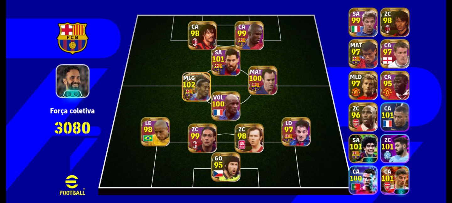 Conta Efootball muito antiga - Messi Trio MSN | Full lendários | R10