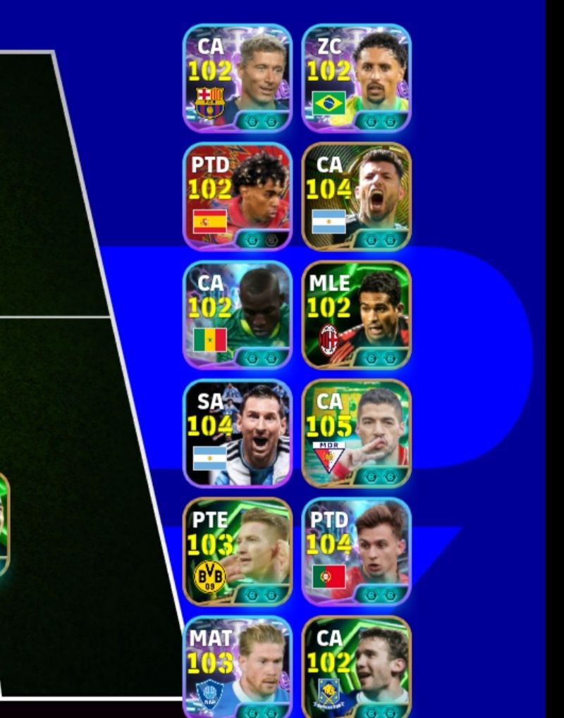 Conta efootball mobile/balé 108,puyol 107,rosicky 106,cannavaro106