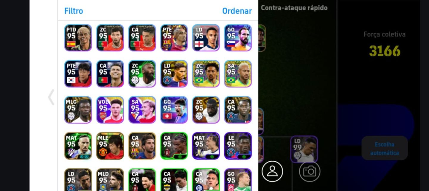 CONTA EFOOTBALL MOBILE RARA FORÇA 3166