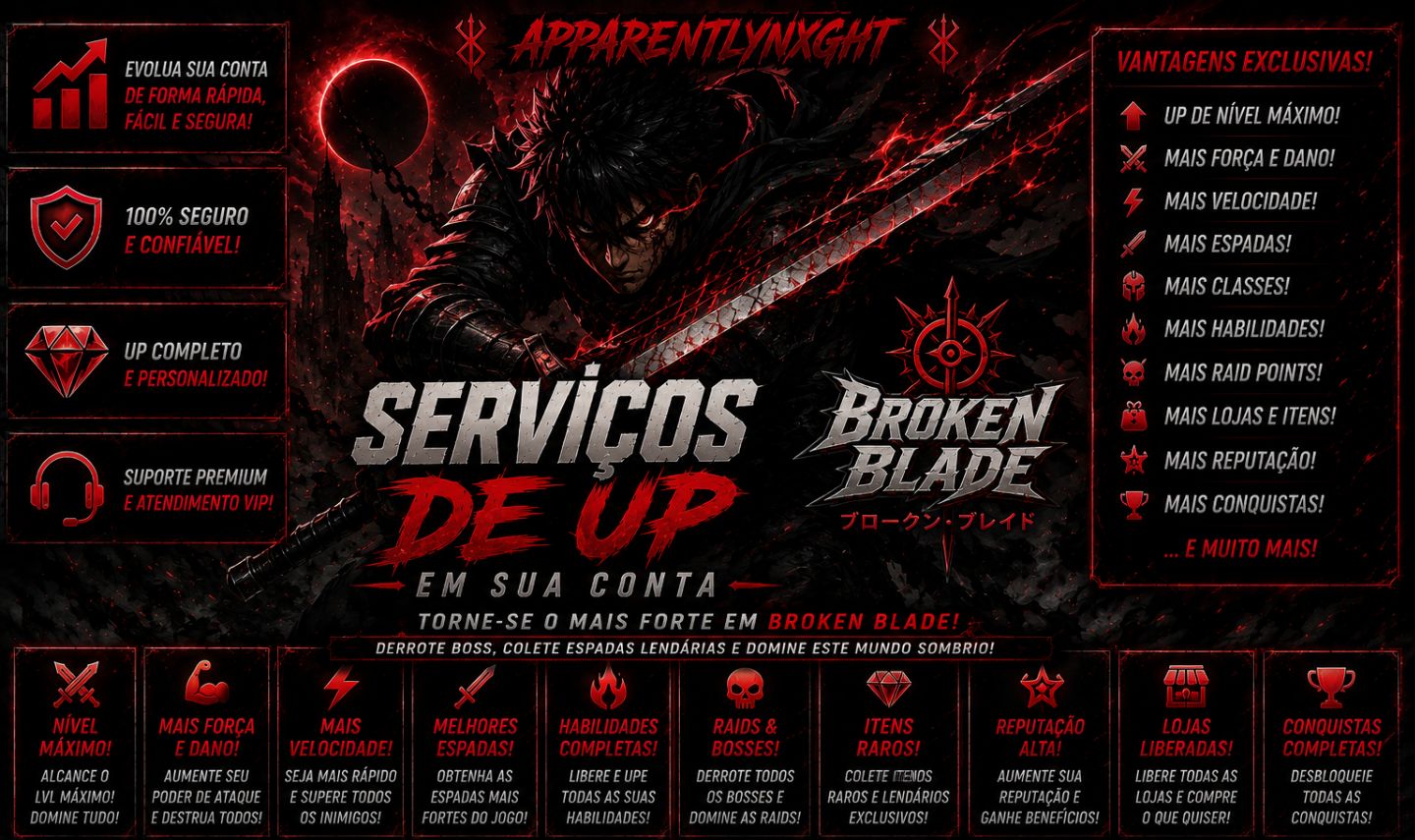 SERVIÇOS DE UP EM SUA CONTA BROKEN BLADE (LÂMINA QUEBRADA) | ROBLOX