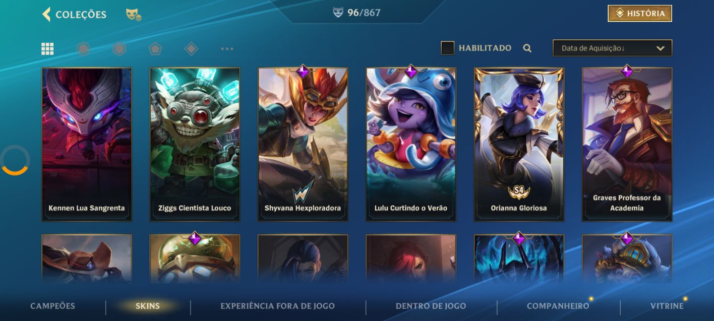 Conta tunada do wild rift Beta, criada por mim